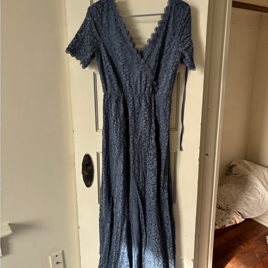 Baltic Born Slate Blue Lace Maxi Dress
